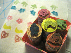 Homemade cork stamps