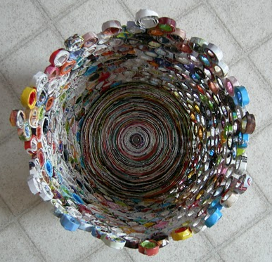 Recycled Magazine Trash Can
