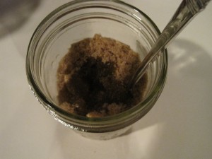 mixing sugar scrub